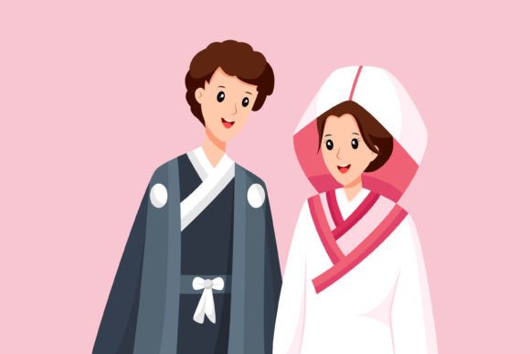 Charming Japan Wedding Character Illustrations