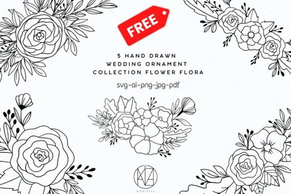 Elegant Hand-Drawn Wedding Ornaments for Modern Design