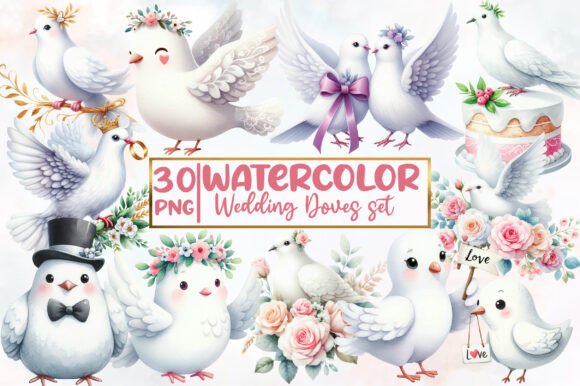 Elegant Wedding Doves Clipart for Timeless Designs