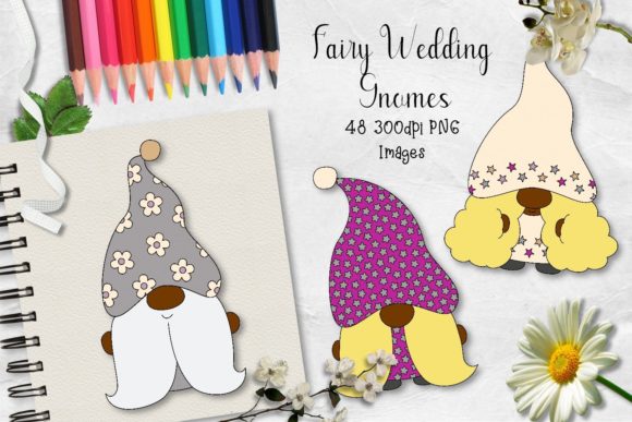 Enchanting Fairy Wedding Gnomes CU Clipart for Designers